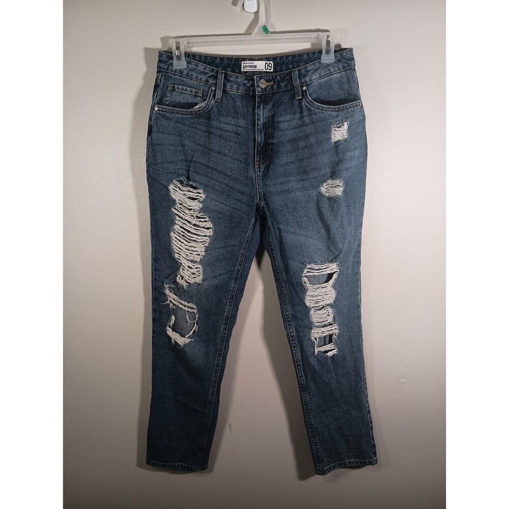 Refuge Denim Jeans Juniors Medium Wash Distressed Boyfriend Size 9 Style 16-2162